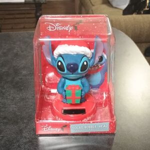 Disney Stitch Holiday Solar Bobble-Head with Red and Green Accents